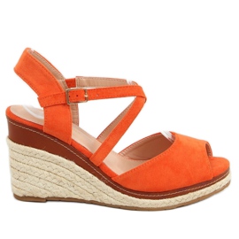 Arancio FG19 Espadrillas arancioni open toe su zeppe arancia