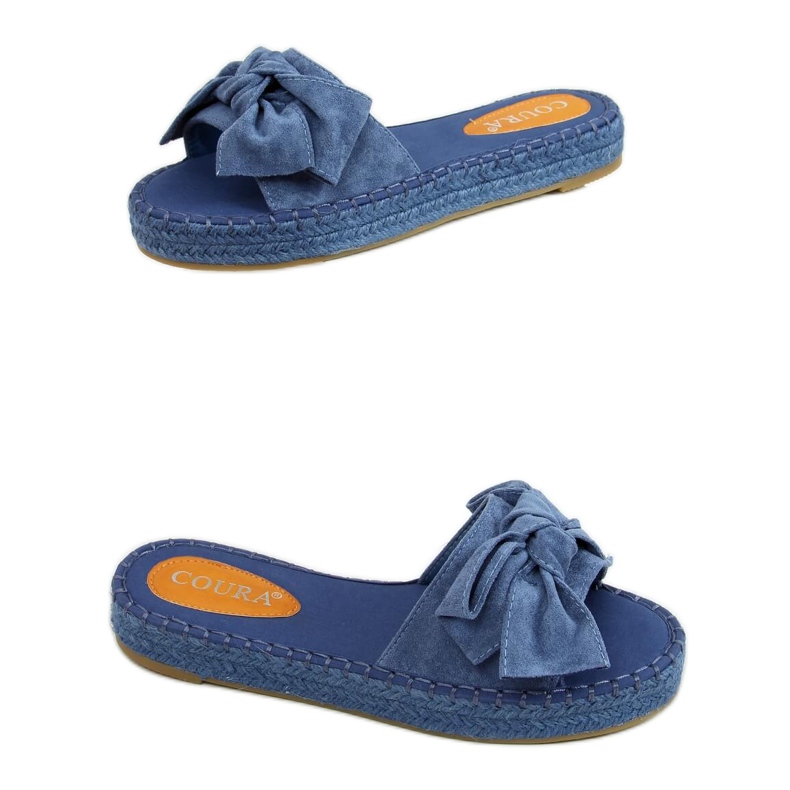 Pantofole espadrillas blu con fiocco 266 Blue