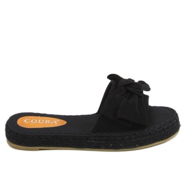Pantofole espadrillas nere con fiocco 266 Black nero