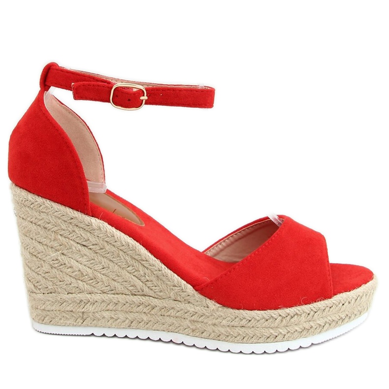 Sandali rossi espadrillas su zeppe 888-89 Red rosso