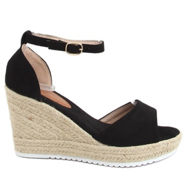 Sandali neri espadrillas su zeppe 888-89 Black nero