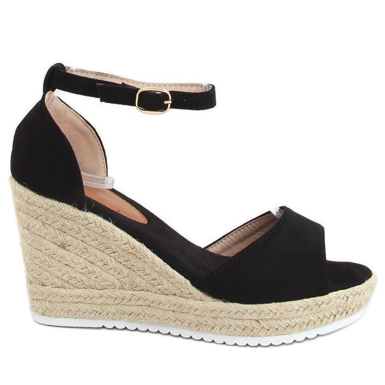 Sandali neri espadrillas su zeppe 888-89 Black nero