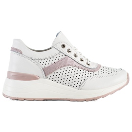 Goodin Sneakers In Pelle Con Motivo Traforato bianca