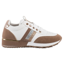 SHELOVET Sneakers Con Inserto In Pelle Scamosciata bianco marrone