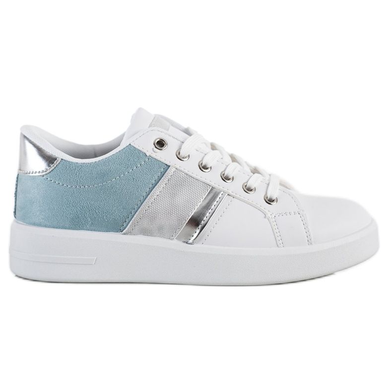 SHELOVET Scarpe sportive con inserto in suede bianca blu