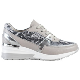 Goodin Sneakers in pelle con stampa serpente grigie grigio multicolore