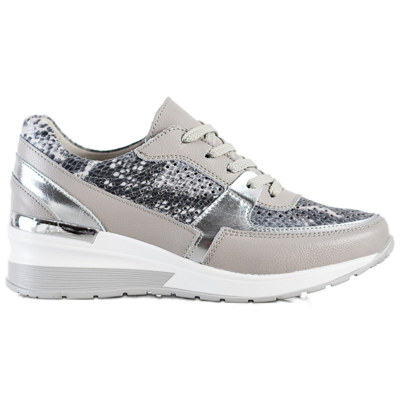 Goodin Sneakers in pelle con stampa serpente grigie grigio multicolore