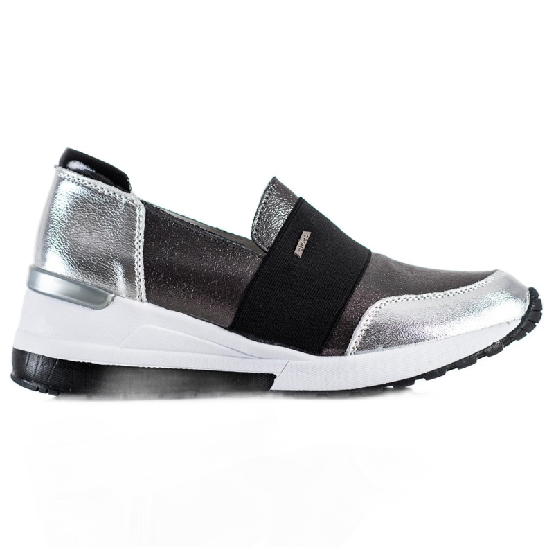 Goodin Sneakers in pelle argento d'argento grigio