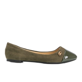 Ballerine verdi con punta Serena in vernice verde