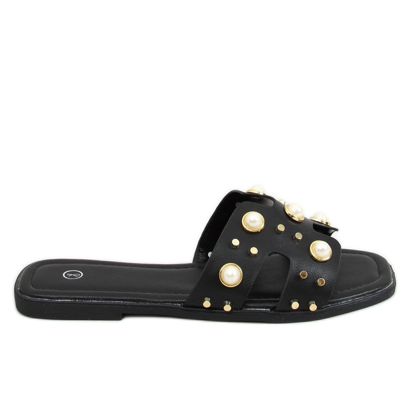 Pantofole nere con perle GQ33 Black nero