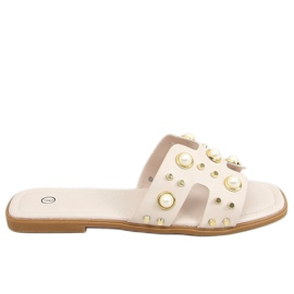 Ciabatte beige con perle GQ33 Beige
