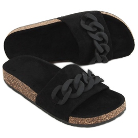 Pantofole in sughero nere con catena DZ907 Black nero
