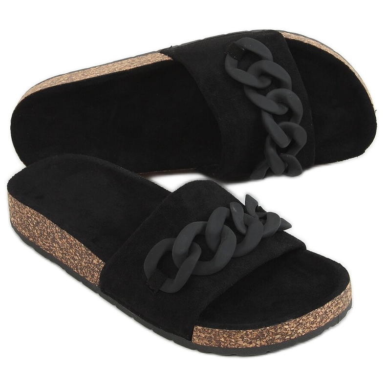 Pantofole in sughero nere con catena DZ907 Black nero