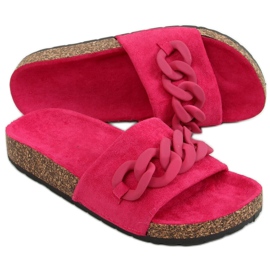 Pantofole in sughero rosa fucsia con catena DZ907 Peach