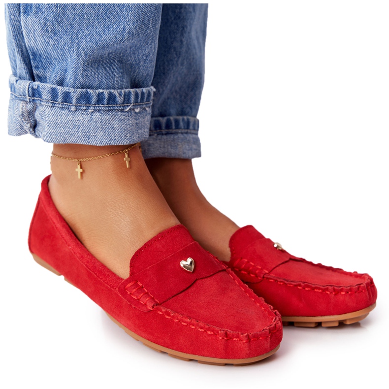 S.Barski Mocassini da donna in pelle scamosciata di S. Bararski Red rosso
