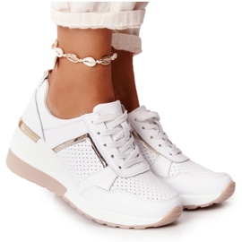Sneakers con zeppa in pelle S.Barski White bianca