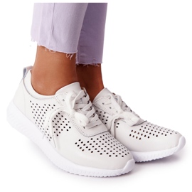 S.Barski Scarpe Sportive In Pelle Traforata S. Bararski Bianco bianca