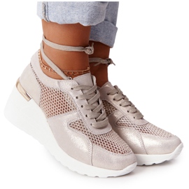 Sneakers Con Zeppa In Pelle Con Rete S.Barski Golden d'oro