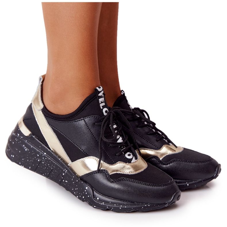 Sneakers con zeppa in pelle S.Barski Nero e Oro