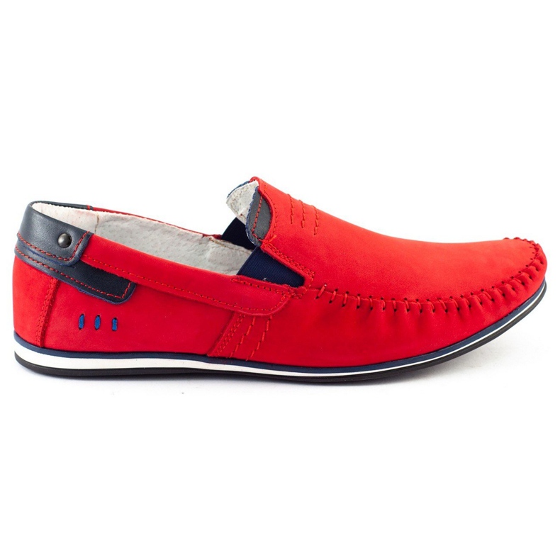 KOMODO Mocassini uomo in pelle 876 rosso blu navy