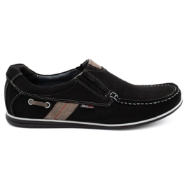 Kampol Mocassini uomo traforati per l'estate 53/3 / P nero beige
