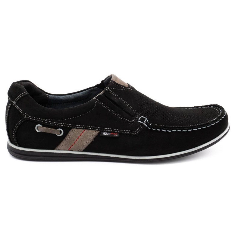Kampol Mocassini uomo traforati per l'estate 53/3 / P nero beige