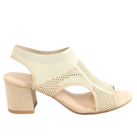 Sandali a calzino beige con tacco alto 8044 Beige