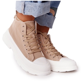 Sneakers Alte Da Donna Su Una Grande Suola Marrone Chiaro Trissy