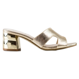 Goodin Pantofole Dorate Con Tacco Decorativo d'oro