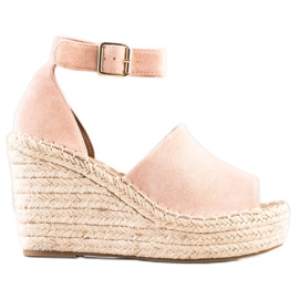 SHELOVET Sandali con zeppa color cipria rosa