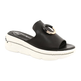 Filippo Comode ciabatte sulla piattaforma FILI PPO DK2318 / 21 BK nero d'oro