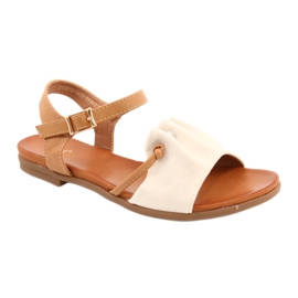 Sandali da donna con zirconi JEZZI 21SD35-3520 beige marrone
