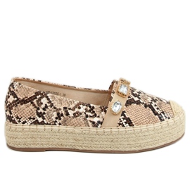 Espadrillas con pietre serpente 100-131-SC-1 Taupe Snake beige marrone