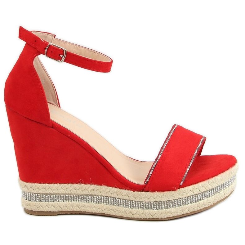 Sandali rossi con zeppa LL6351 Rosso