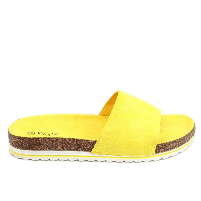 Pantofole da donna in sughero giallo 38840 Giallo