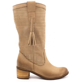 Olivier Stivali donna traforati D44 beige