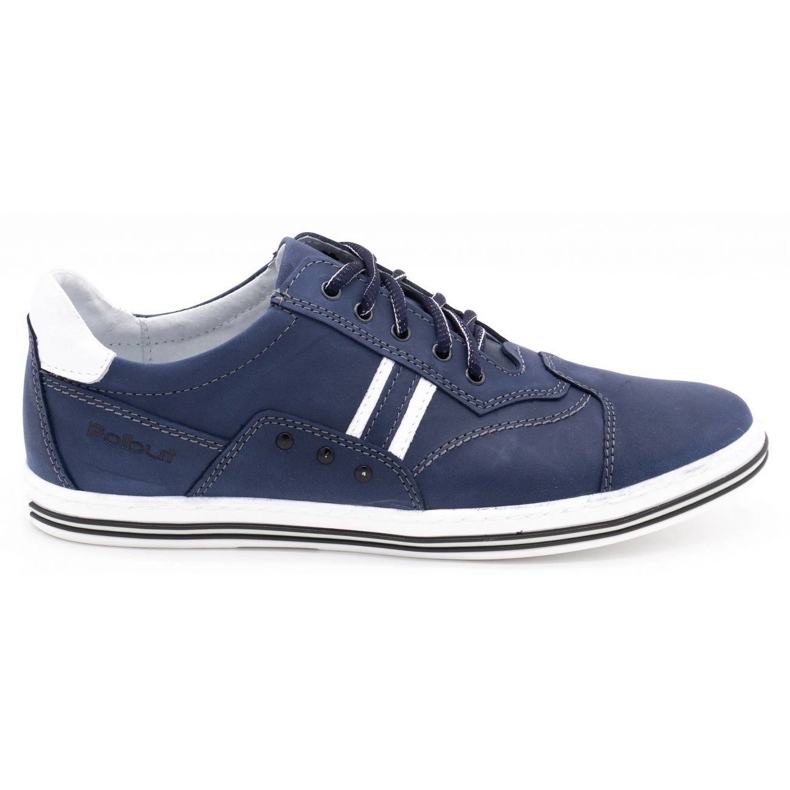 Polbut Scarpe casual da uomo 1801 blu navy con bianco