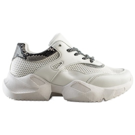 SHELOVET Sneakers bianche con stampa serpente bianca