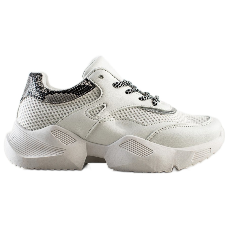 SHELOVET Sneakers bianche con stampa serpente bianca
