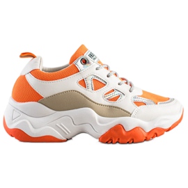 SHELOVET Sneakers con lacci alla moda bianco arancia multicolore