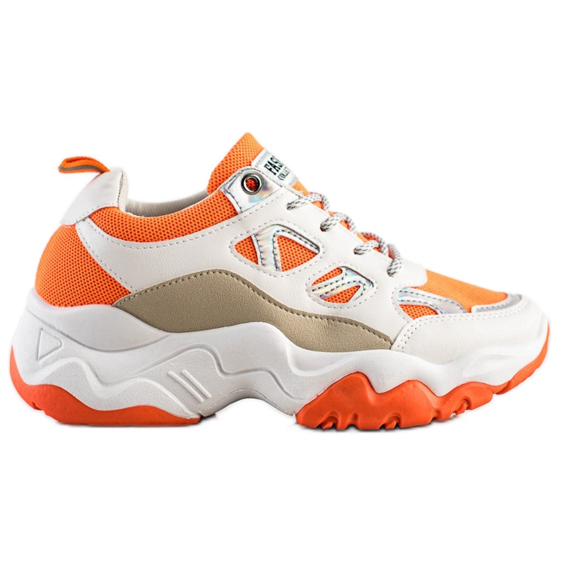 SHELOVET Sneakers con lacci alla moda bianca arancia multicolore