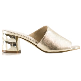 Goodin Ciabatte Con Tacco Decorativo d'oro