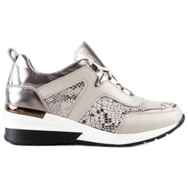 Goodin Sneakers in pelle stampa serpente argento grigio