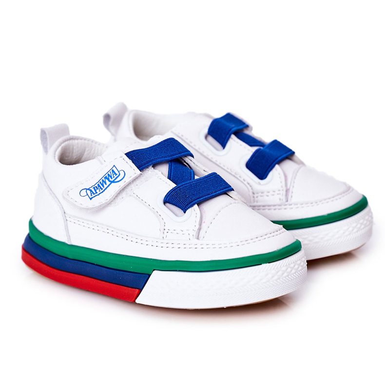 Apawwa Sneakers Bambini Con Costine Bianche E Blu Navy Baxter bianca