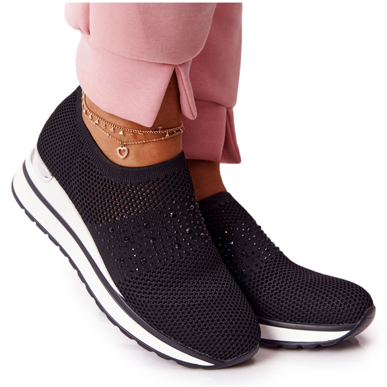 Sneakers traforate Slip-On On Wedge Black Sophia bianca nero