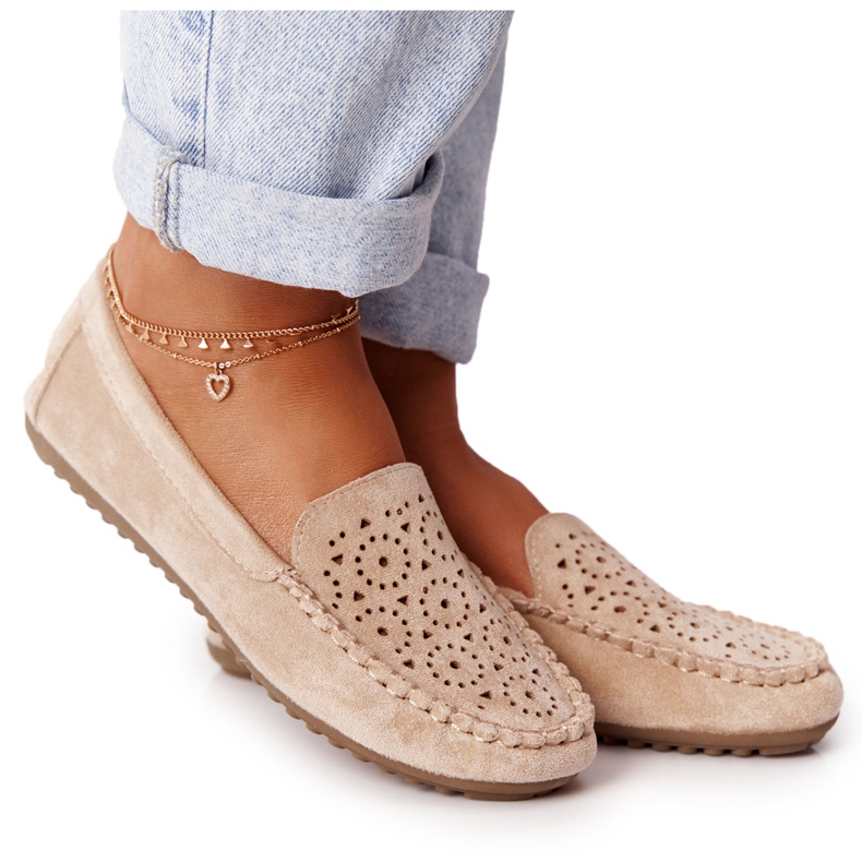 Mocassini da donna in pelle scamosciata Beige Molly