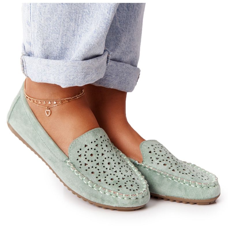 Mocassini da donna in camoscio verde Molly