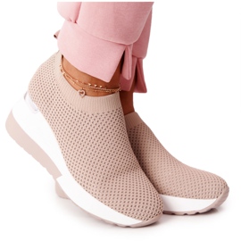 Sneakers Traforate Slip-On On Zeppa Beige Harmony bianco