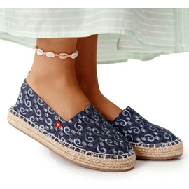 Espadrillas su piattaforma intrecciata Big Star AA274628 Navy Blue beige blu navy