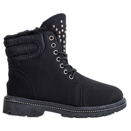 SHELOVET Trappers neri con zirconi cubici nero